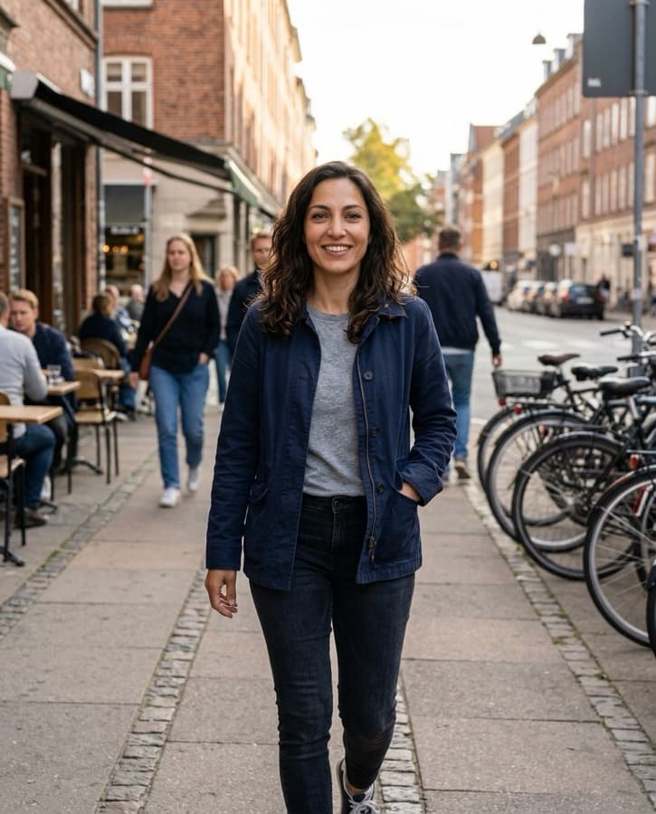 Dating photo sample on a city street